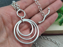 Load image into Gallery viewer, Large Chunky Sterling Silver Circle Front Clasp Necklace / Hammered Disc
