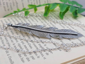 Long Sterling Silver Feather Necklace