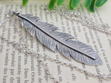Load image into Gallery viewer, Long Sterling Silver Feather Necklace
