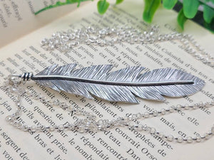 Long Sterling Silver Feather Necklace