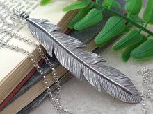 Load image into Gallery viewer, Long Sterling Silver Feather Necklace
