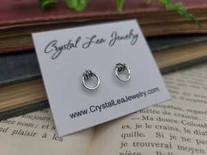 Sterling Silver Circle Wrapped Stud Earrings