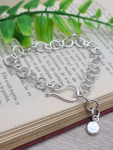 Sterling Silver Chain Link Bracelet / Hand Forged / Thick