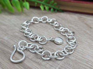 Sterling Silver Chain Link Bracelet / Hand Forged / Thick