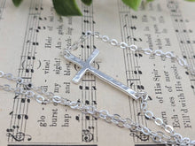 Load image into Gallery viewer, Sterling Silver Sideways Cross Necklace /  Faith /  Inspirational Jewelry
