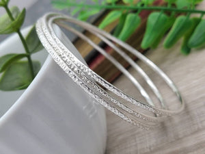Sterling Silver Bangle Bracelet / Thin Bangles / Dainty