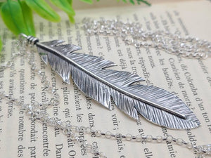 Long Sterling Silver Feather Necklace
