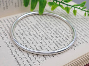 Thick Chunky 4 mm Sterling Silver Bangle / Heavy /