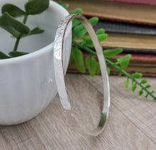 Load image into Gallery viewer, Thick Sterling Silver Wide Hammered Bangle / Heavy / Chunky
