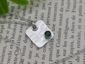 Sterling Silver & Emerald Pendant Necklace
