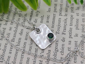 Sterling Silver & Emerald Pendant Necklace