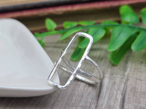 Sterling Silver Rectangle Ring/ Geometric  / Minimalist  / Square