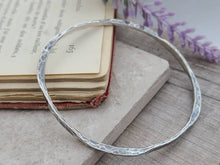 Load image into Gallery viewer, Rustic Sterling Silver Hammered Bangle Bracelet
