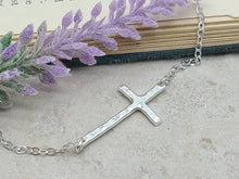 Load image into Gallery viewer, Sterling Silver Sideways Cross Necklace /  Faith /  Inspirational Jewelry

