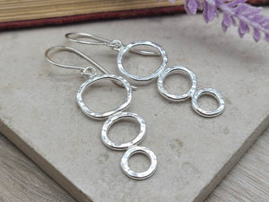 Sterling Organic  Hammered Circle Earrings