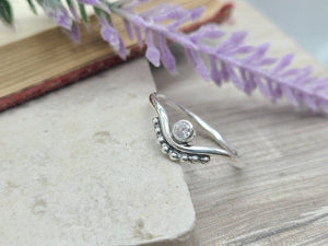 Sterling Silver Crown Ring / Chevron