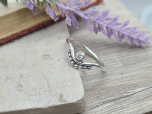 Sterling Silver Crown Ring / Chevron