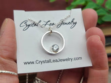 Load image into Gallery viewer, Sterling Circle Diamond CZ Necklace / Floating Diamond / Minimalist
