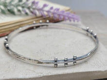 Load image into Gallery viewer, Rustic Sterling Silver Bangle Bracelet / Hammered /
