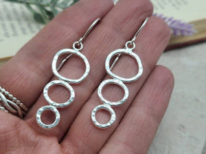 Sterling Organic  Hammered Circle Earrings