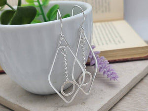 Sterling Silver Long Fringe Hoop Earrings