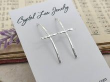 Load image into Gallery viewer, Sterling Silver Hammered Cross Earrings / Threader / Arc
