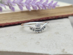 Sterling Silver Crown Ring / Chevron