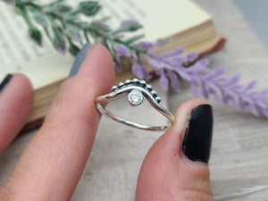 Sterling Silver Crown Ring / Chevron