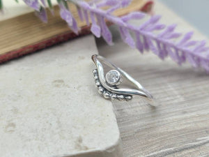 Sterling Silver Crown Ring / Chevron