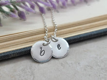 Load image into Gallery viewer, Small Sterling Initial Disc Necklace / Personalized / Stamped/ Name
