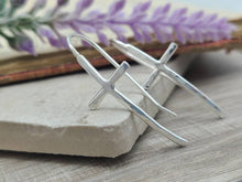 Load image into Gallery viewer, Sterling Silver Hammered Cross Earrings / Threader / Arc
