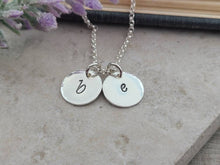 Load image into Gallery viewer, Small Sterling Initial Disc Necklace / Personalized / Stamped/ Name
