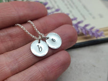 Load image into Gallery viewer, Small Sterling Initial Disc Necklace / Personalized / Stamped/ Name
